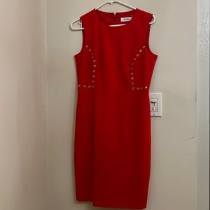 💫🌹Calvin Klein Red Dress with gold detailing